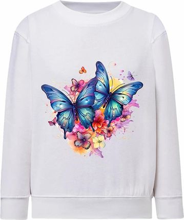 Bluza dziewczęca biała z motylami