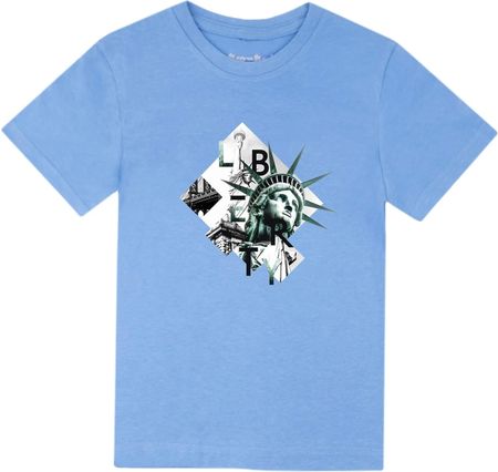 Koszulka dziecięca z krótkim rękawem, niebieska, statua wolności, Tup Tup