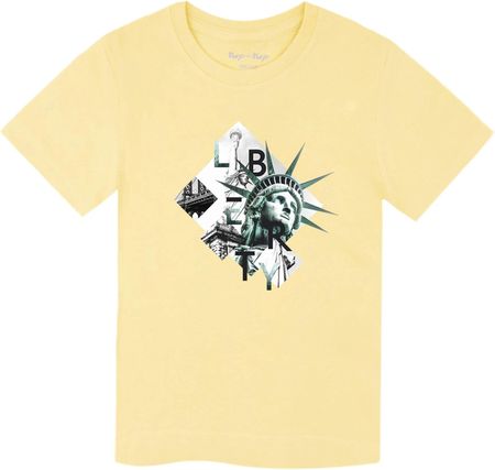 Koszulka dziecięca z krótkim rękawem, żółta, statua wolności, Tup Tup