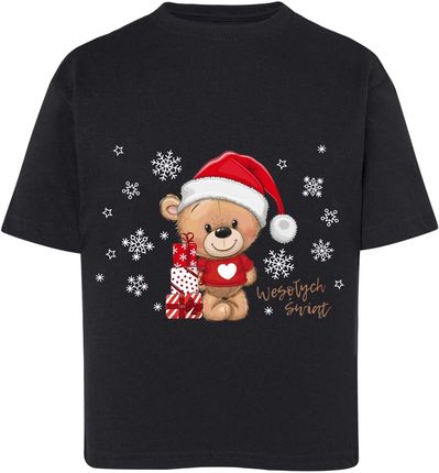 Koszulka dziecięca świąteczny miś czarna