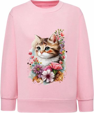 Bluza dziewczęca różowa z kotkiem