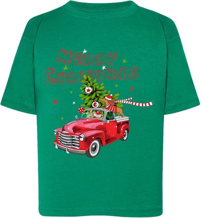 Koszulka dziecięca ze świątecznym nadrukiem zielona