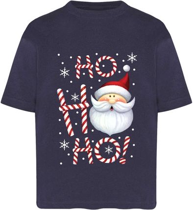 Koszulka świąteczna dziecięca mikołaj granatowa