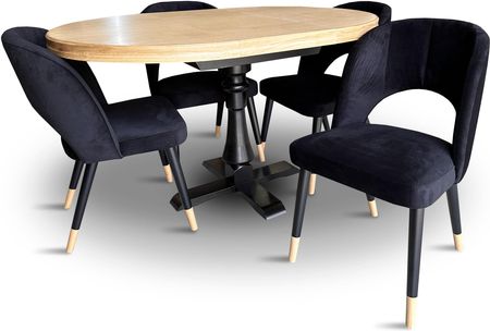 Stół z krzesłami, stół okrągły Cezary fi 100 + 40 cm + 4 krzeseł KW112 Pepitka