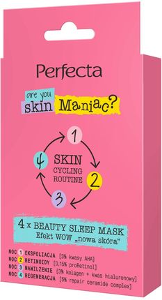Perfecta Skin Cycling Routine ZESTAW 4 x Beauty Sleep Mask Efekt WOW ,,nowa skóra"