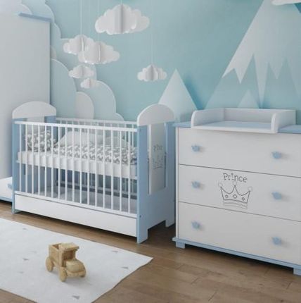 Pwd-Meble Łóżeczko Prince Biało-Niebieskie