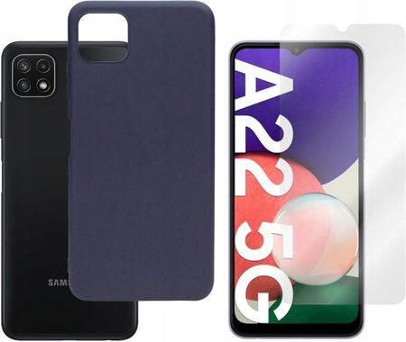 Gsm Hurt Etui Do Samsung Galaxy A22 5G Case Obudowa Jelly Granatow Matt I Szkło