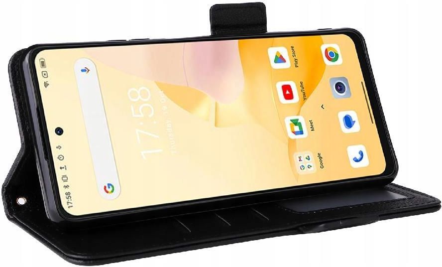 Coque Portefeuille Pour Blackview Shark 6 5G - Cuir PU Avec Coutures Tricolores - Dragonne Élastique - Support Et Porte-Cartes - Vert - 10