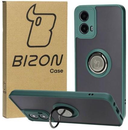 Bizon Etui Case Hybrid Ring Do Motorola Moto G34 5G Ciemnozielone