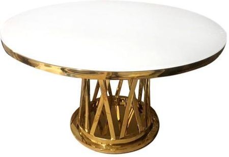 Vildevik Glamour Złoty Okrągły Stół Z Dekoracyjną Podstawą Art Deco 128X75 Cm Th371 Wg 30965