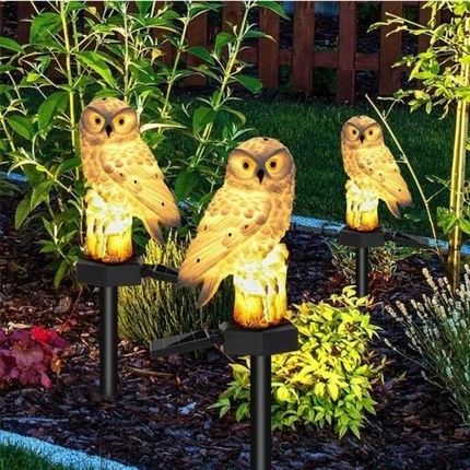 Lampa Solarna Ogrodowa Sowa Led Duża Lampka Wbijana Dekoracyjna Do Ogrodu - zdjęcie 3