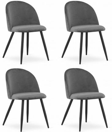 Krzesło BELLO - aksamit ciemnoszare / nogi czarne x 4