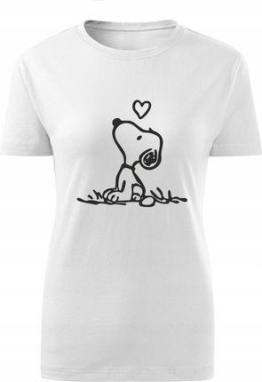 Koszulka T-shirt damska D474 Snoopy Snopy Bajka biała rozm S