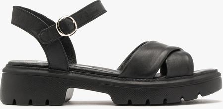 Sandały damskie skórzane licowe Ryłko obuwie klasyczne gladiatorki czarne