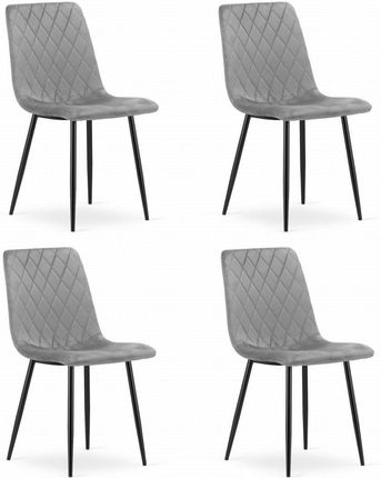 Krzesło TURIN - jasny szary aksamit x 4