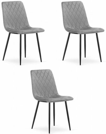 Krzesło TURIN - jasny szary aksamit x 3