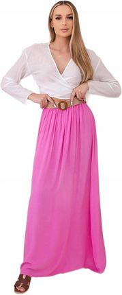 Spódnica z wiskozy z ozdobnym paskiem różowa