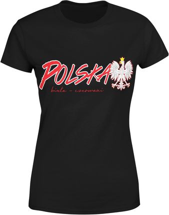 Polska Biało Czerwoni Kibica Damska koszulka (S, Czarny)