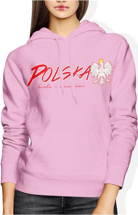 Polska Biało Czerwoni Kibica Damska bluza z kapturem (M, Różowy)