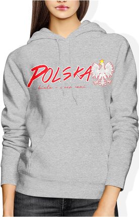 Polska Biało Czerwoni Kibica Damska bluza z kapturem (L, Szary)