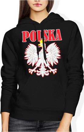 Kibica Polska Orzeł Damska bluza z kapturem (XXL, Czarny)