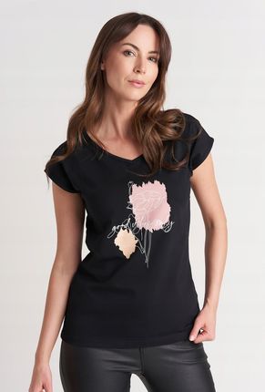 Czarny T-shirt damski Gatta Print wz.01 rozmiar S