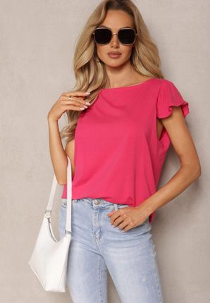Renee Różowy T-shirt damski XL Falbanki