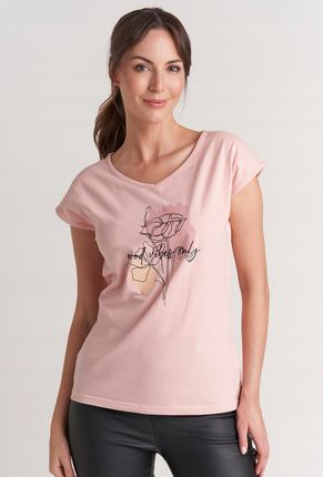 Różowy T-shirt damski Gatta Print wz.01 rozmiar S