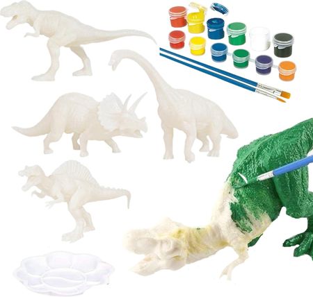 Import Pronice Figurki Do Malowania Duży Zestaw Farbki Dinozaurów Mały Artysta