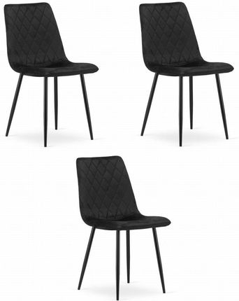 Krzesło TURIN - czarny aksamit x 3