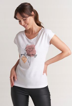 Biały T-shirt damski Gatta Print wz.01 rozmiar S