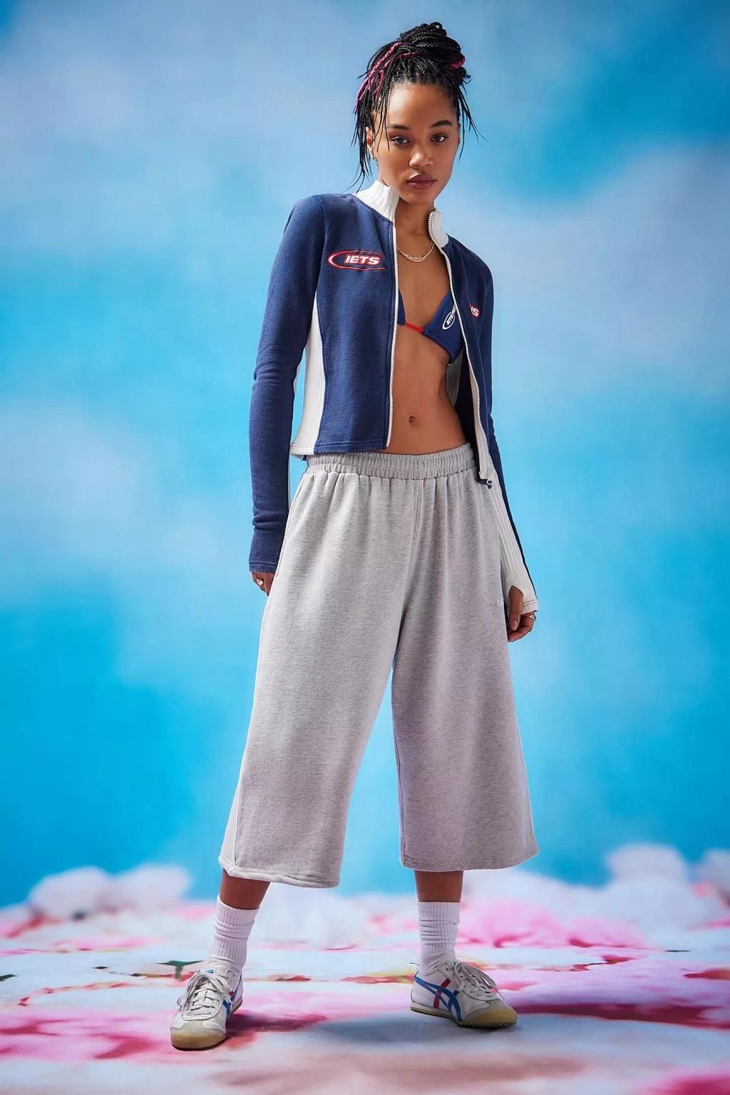 Iets frans ziv logo vintage rozpinana bluza kontrast