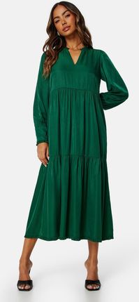 Happy Holly Zielona Sukienka Z Długim Rękawem Falbany Rms NH7__L/XL