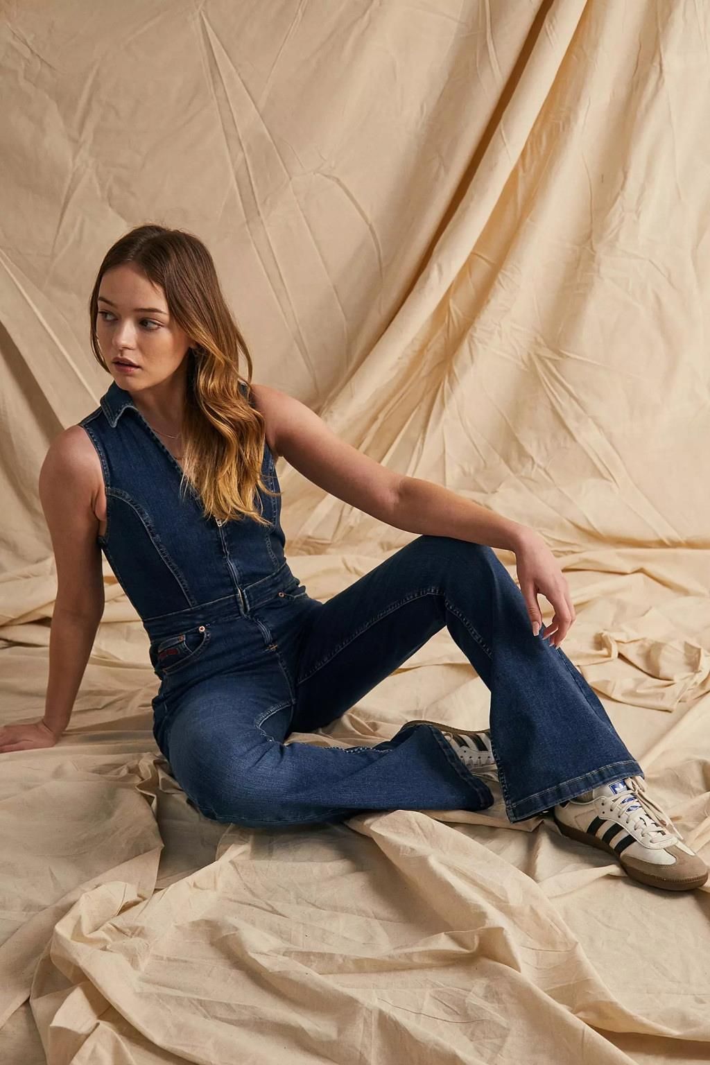 Urban Outfitters ivh jeans kołnierzyk długi zamek kombinezon XL
