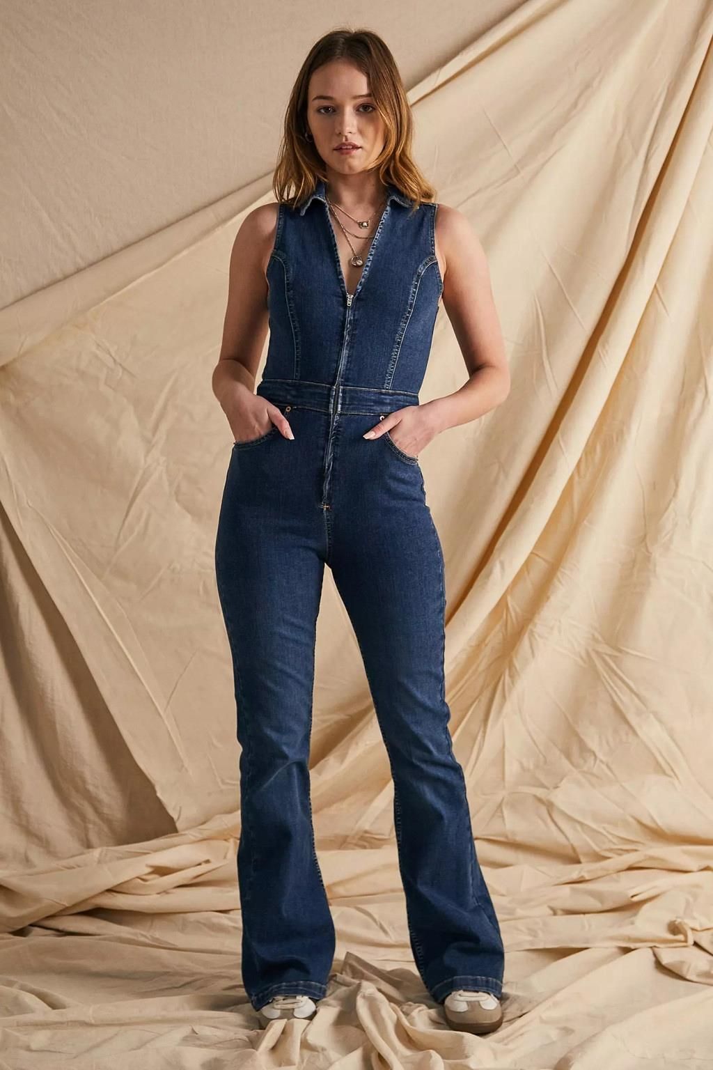 Urban Outfitters ivh jeans kołnierzyk długi zamek kombinezon XL