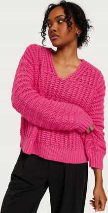 Vero Moda Klasyczny Różowy Sweter Splot V-neck 2T5 NG5__XS