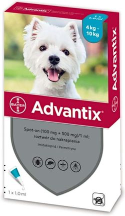 Bayer Krople do nakrapiania ADVANTIX dla psów o masie 4-10KG 1 pipeta X 1.0ML