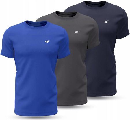 Męskie koszulki T-shirt 4F 3pak zestaw mix kolor basic na co dzień