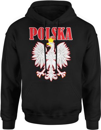 Kibica Polska Orzeł Męska bluza z kapturem (S, Czarny)