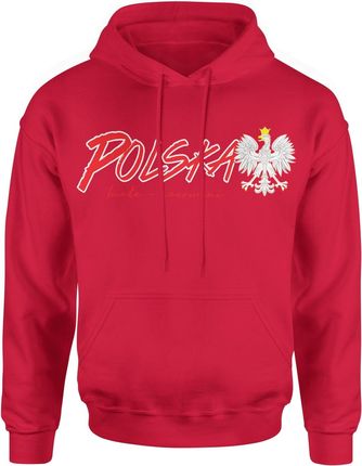 Polska Biało Czerwoni Kibica Męska bluza z kapturem (S, Czerwony)