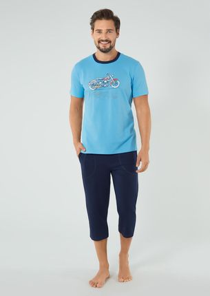 Piżama męska Italian Fashion Junak kr. rękaw 3/4 spodnie Niebieski r. XL