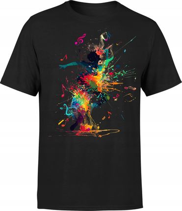 Koszulka męska abstrakcyjny wzór eksplozja muzyki i kolorów T-shirt męski