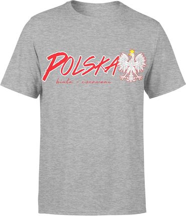 Polska Biało Czerwoni Kibica Męska koszulka (XL, Szary)