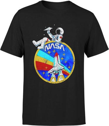 Nasa Zabawny Kosmonauta Kosmos Męska koszulka (S, Czarny)