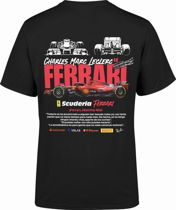 Ferrari F1 Bolid Formula 1 Męska koszulka (M, Czarny)