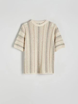 Reserved - Sweter ze strukturalnej dzianiny - wielobarwny