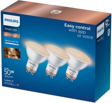 Philips Smart LED Żarówka GU10 PAR16 4,7 W (50 W), zimna - ciepła biel, 3 szt. (929002448336)