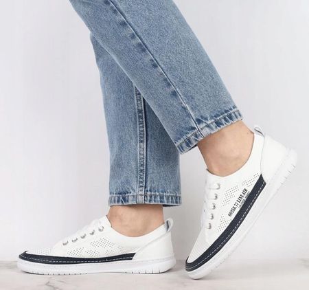 Adidasy damskie skórzane buty białe sznurowane komfortowe Jezzi r.40