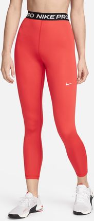 Damskie legginsy 7/8 z wysokim stanem i wstawkami z siateczki Nike Pro - Czerwony