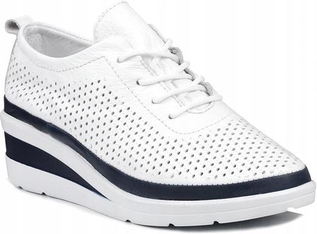 Buty damskie sneakersy na koturnie skórzane białe T.Sokolski W24-150 38